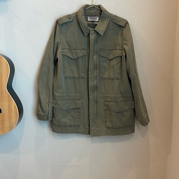 Ecote Zip Front Woven Utility Jacket Size Large - Picture 2 of 9